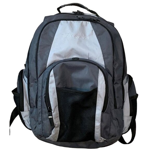 Targus Backpack Padded Computer Compartment 3 Mesh and 5 Zip Pockets Gray Black - Picture 1 of 14